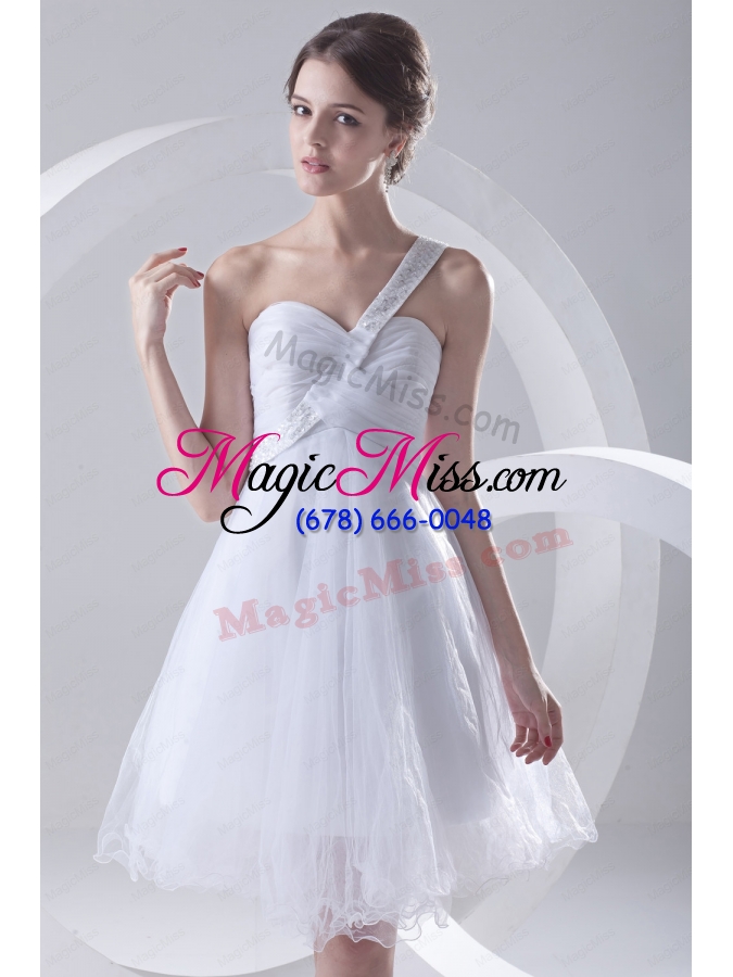 wholesale 2014 spring a line one shoulder beading and ruching organza wedding dress