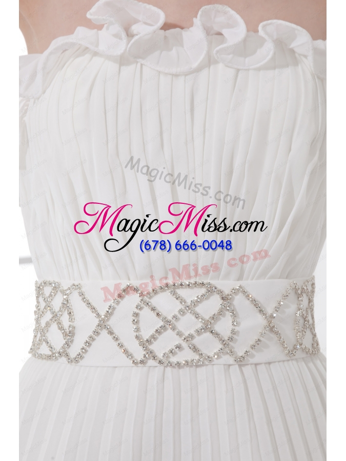 wholesale 2014 elegant column strapless beading pleats wedding dress