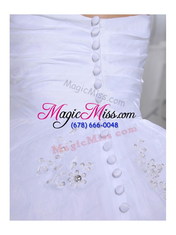 wholesale discount sweetheart tulle appliques white wedding dress with knee length