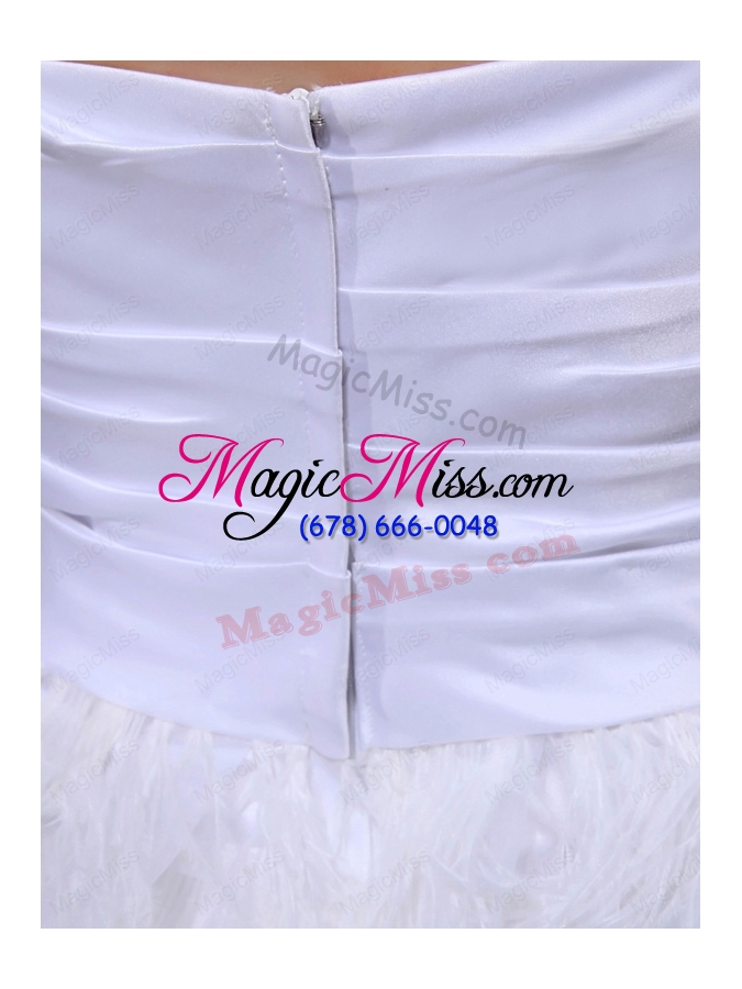 wholesale 2014 beautiful sweetheart organza ruching ruffles white wedding dress