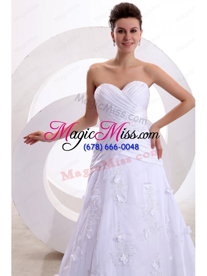 wholesale brand new a line sweetheart appliques and ruching wedding dress