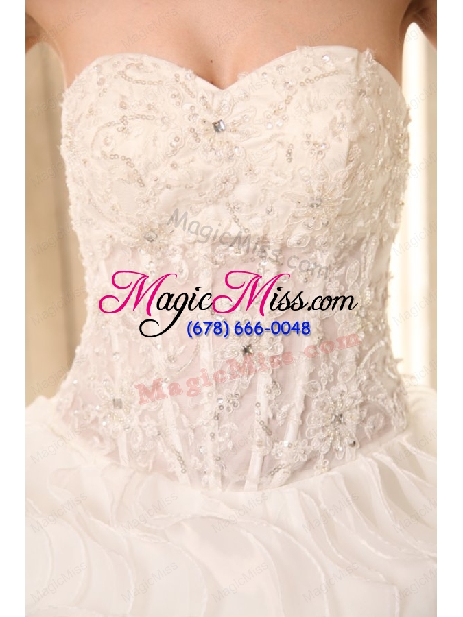 wholesale sweetheart ball gown appliques with beading and ruffles wedding dress