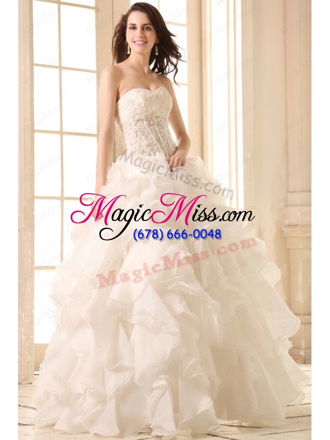 wholesale sweetheart ball gown appliques with beading and ruffles wedding dress