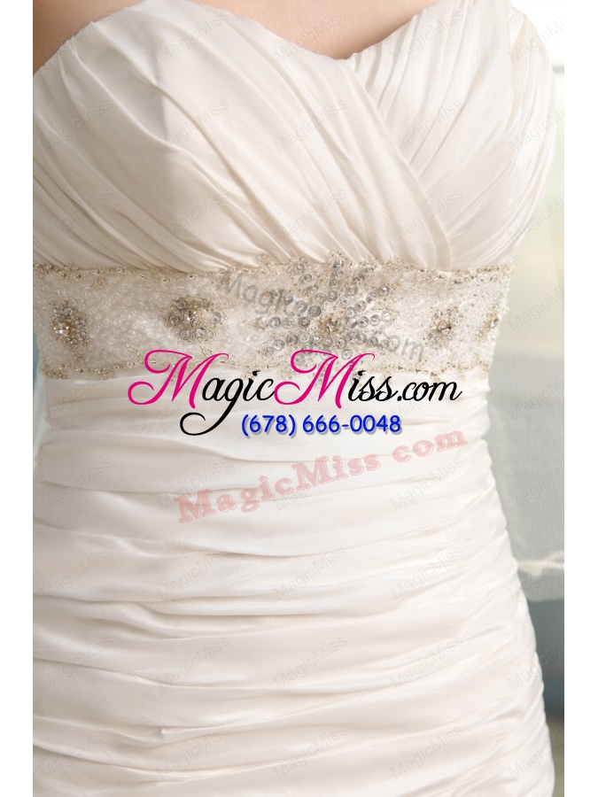 wholesale column sweetheart beaded decorate taffeta sweep train wedding dress