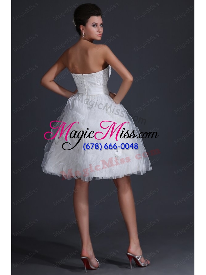 wholesale sweetheart short mini length wedding dress with appliques and ruffles