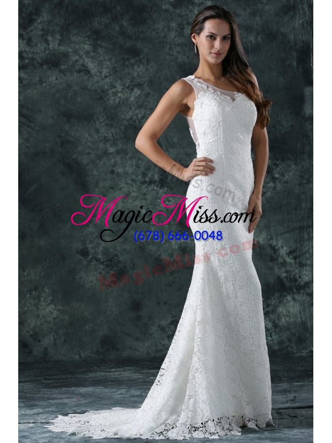 wholesale mermaid embroidery one shoulder lace sweep train wedding dress