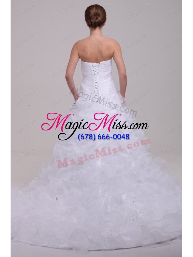 wholesale sweetheart a-line appliques and ruffles court train wedding dress