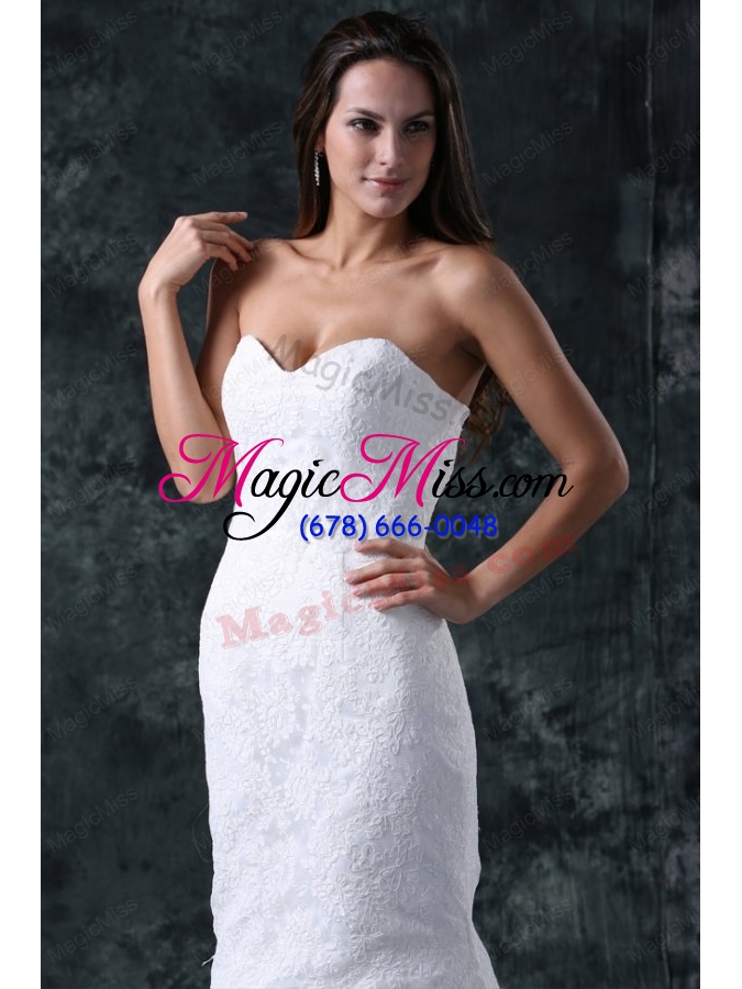 wholesale column sweetheart floor-length lace white wedding dress