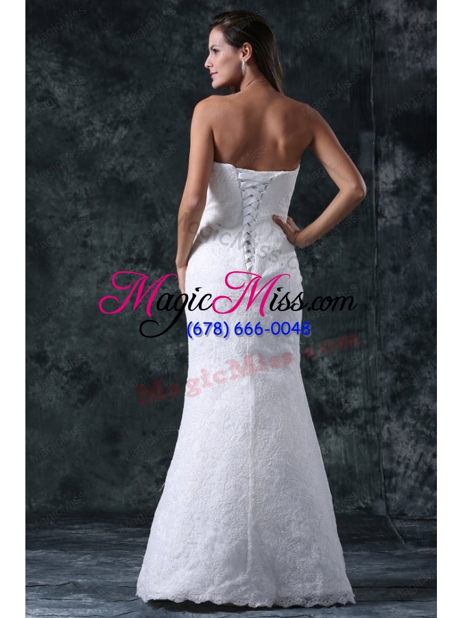 wholesale column sweetheart floor-length lace white wedding dress