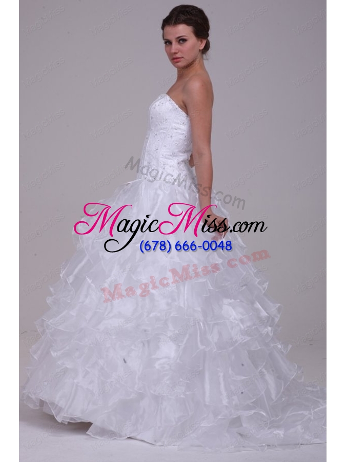 wholesale luxurious ball gown sweetheart floor-length beading organza wedding dress