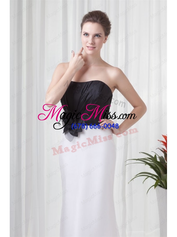 wholesale white and black column sweetheart wedding dress with flower