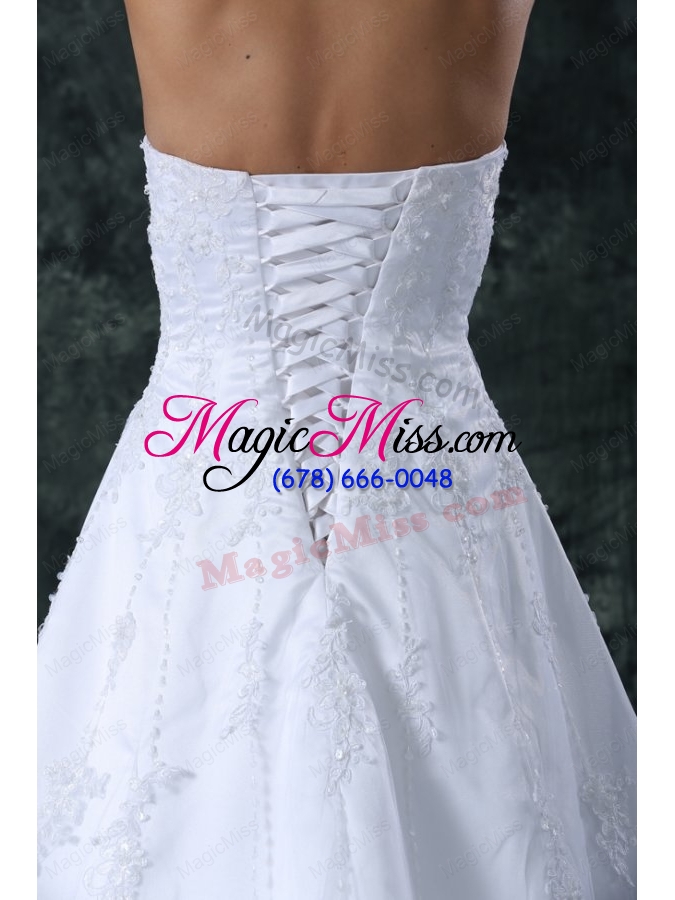 wholesale a-line sweetheart court train lace and appliques organza wedding dress