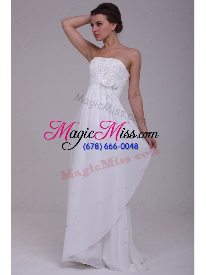 wholesale column strapless chiffon floor-length beading wedding dress