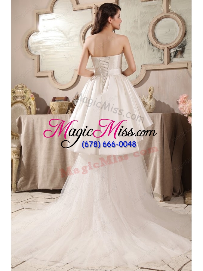 wholesale cute a line strapless beading tulle wedding dress with court train