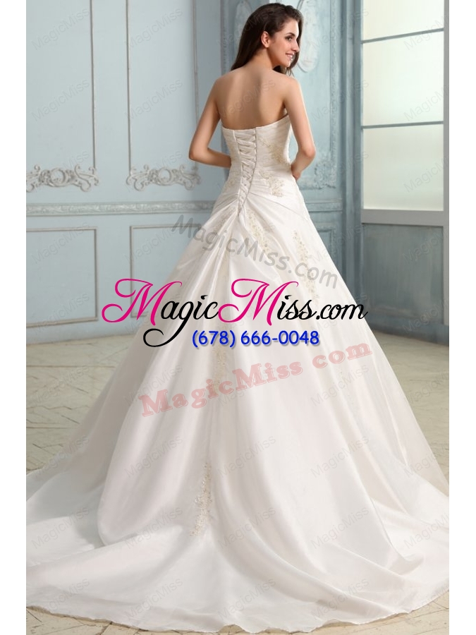 wholesale a line court train appliques wedding dress with sweetheart