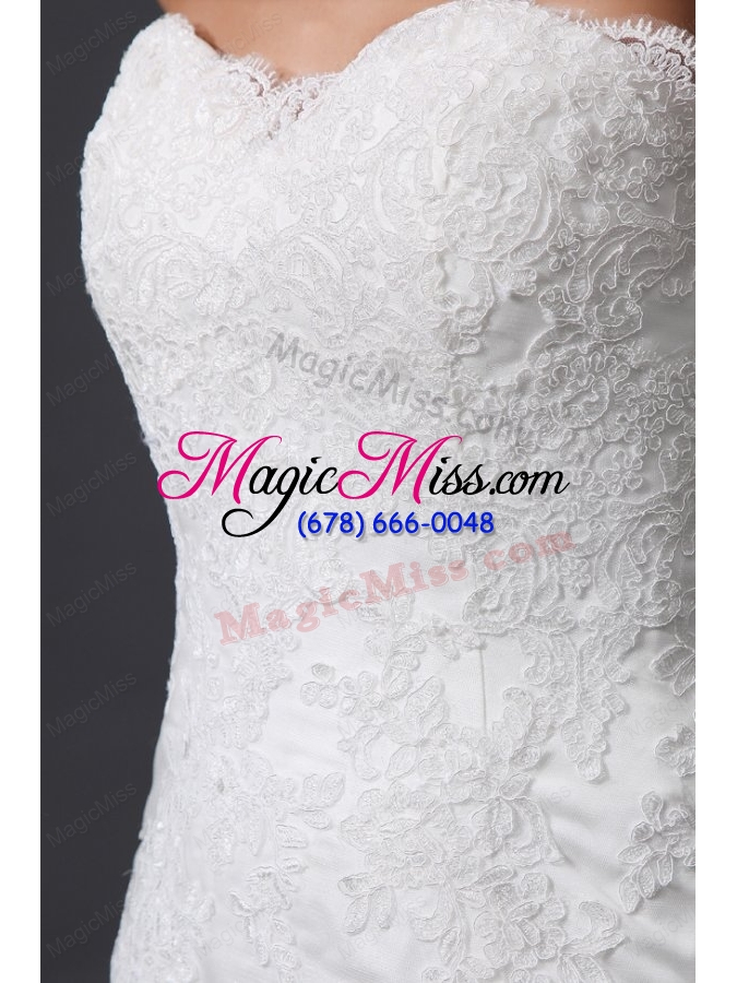 wholesale a line sweetheart appliques and lace wedding dress with court train