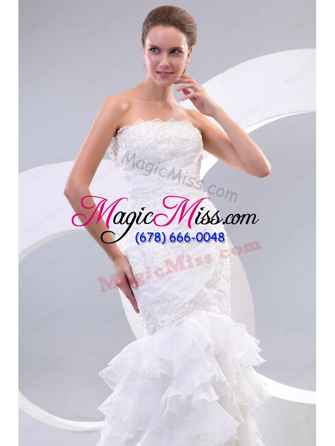 wholesale luxurious mermaid strapless organza 2015 wedding dress with zipper up