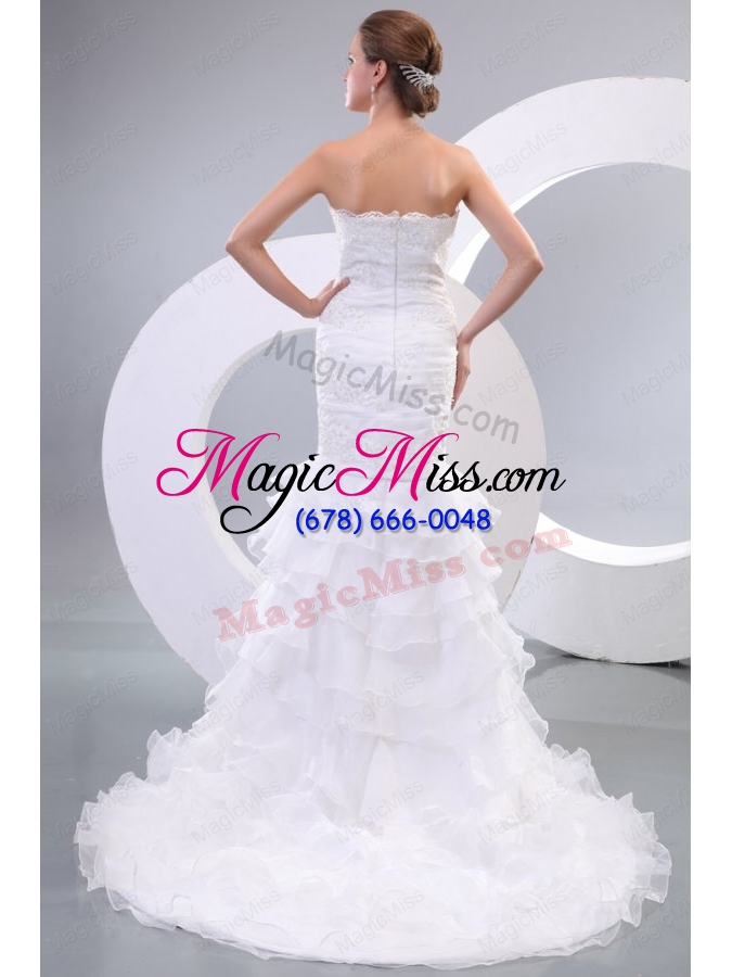 wholesale luxurious mermaid strapless organza 2015 wedding dress with zipper up