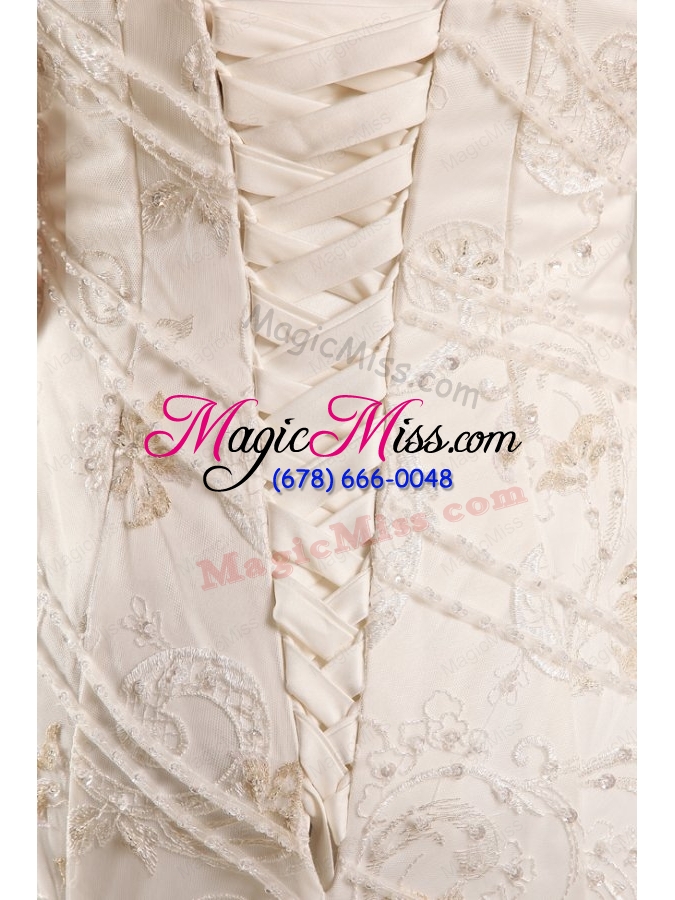 wholesale strapless mermaid embroidery and ruffles court train wedding dress