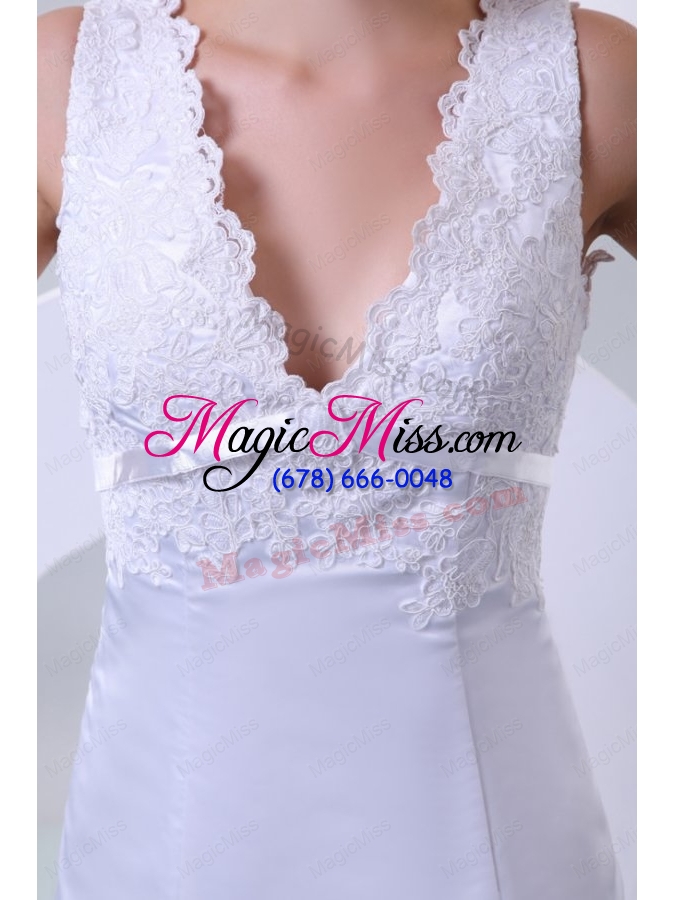 wholesale v neck mermaid organza appliques wedding dress for 2015 spring