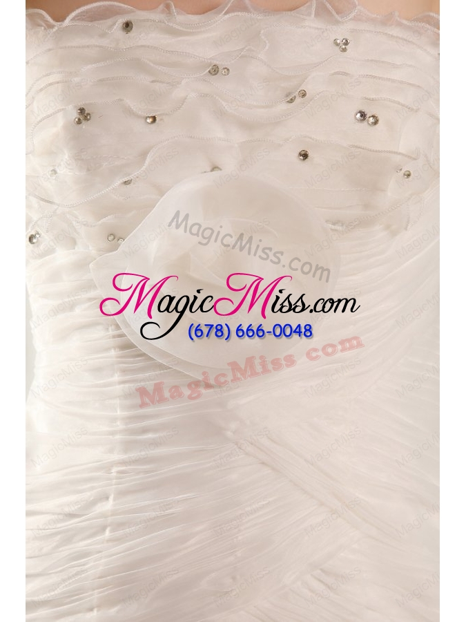 wholesale mermaid strapless beading and ruffles layered organza wedding dress