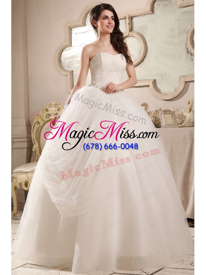 wholesale sweetheart ball gown beaded decorate waist tulle wedding dress