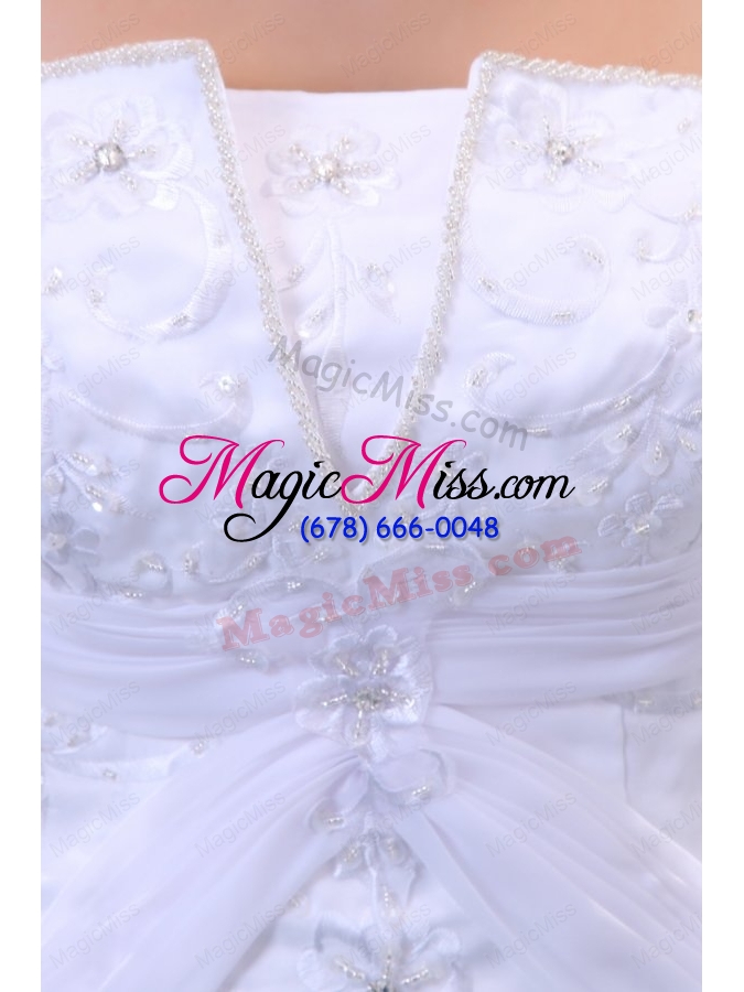 wholesale strapless a line sweep train wedding dress with appliques and beading