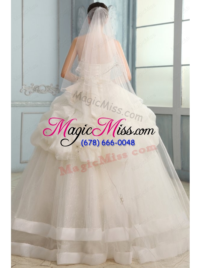 wholesale strapless ball gown appliques and pick ups long wedding dress