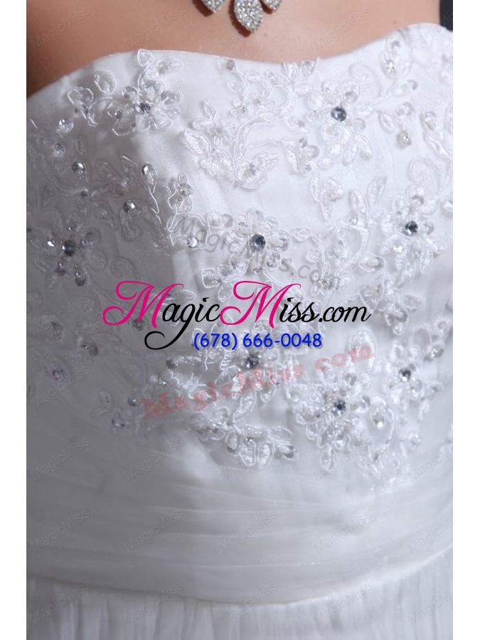wholesale strapless mermaid lace appliques wedding dress with chapel train