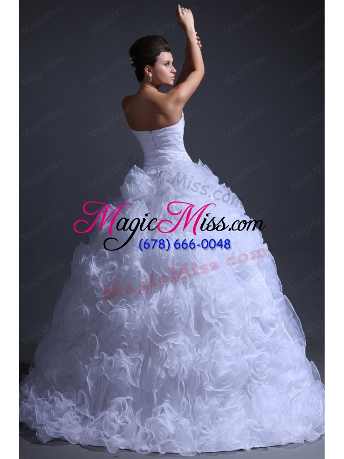 wholesale sweetheart ball gown beading and rolling flowers wedding dress