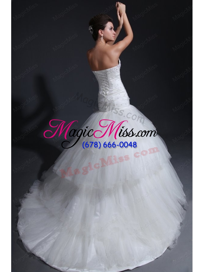 wholesale mermaid sweetheart appliques decorate bodice tulle wedding dress