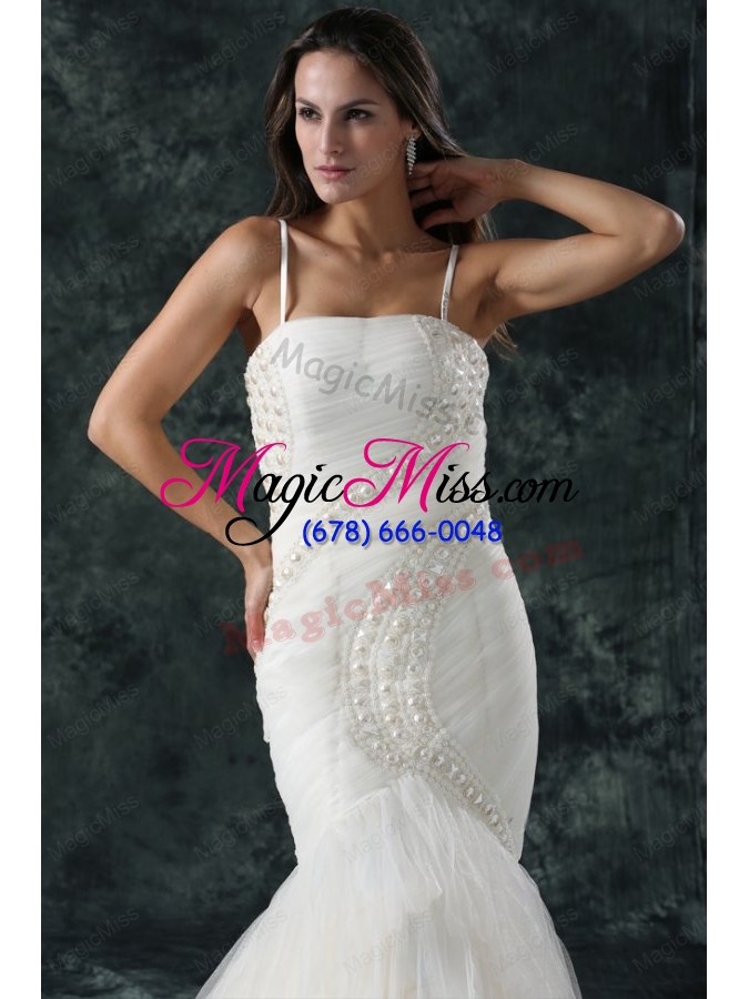 wholesale spaghetti strap mermaid beaded decorate tulle wedding dress