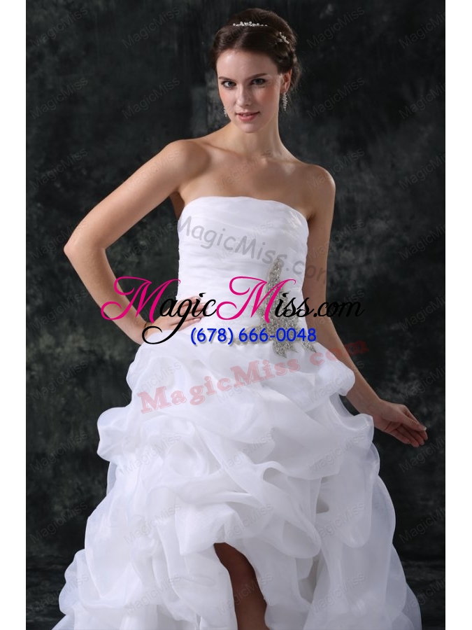 wholesale a line strapless high low beading organza wedding dress