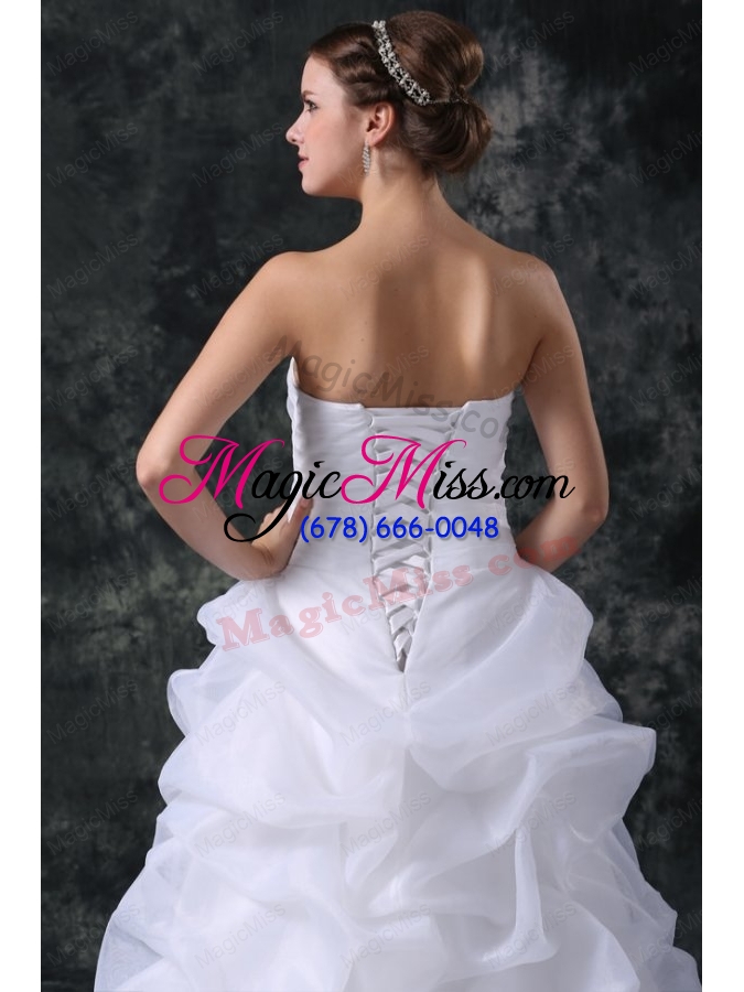 wholesale a line strapless high low beading organza wedding dress