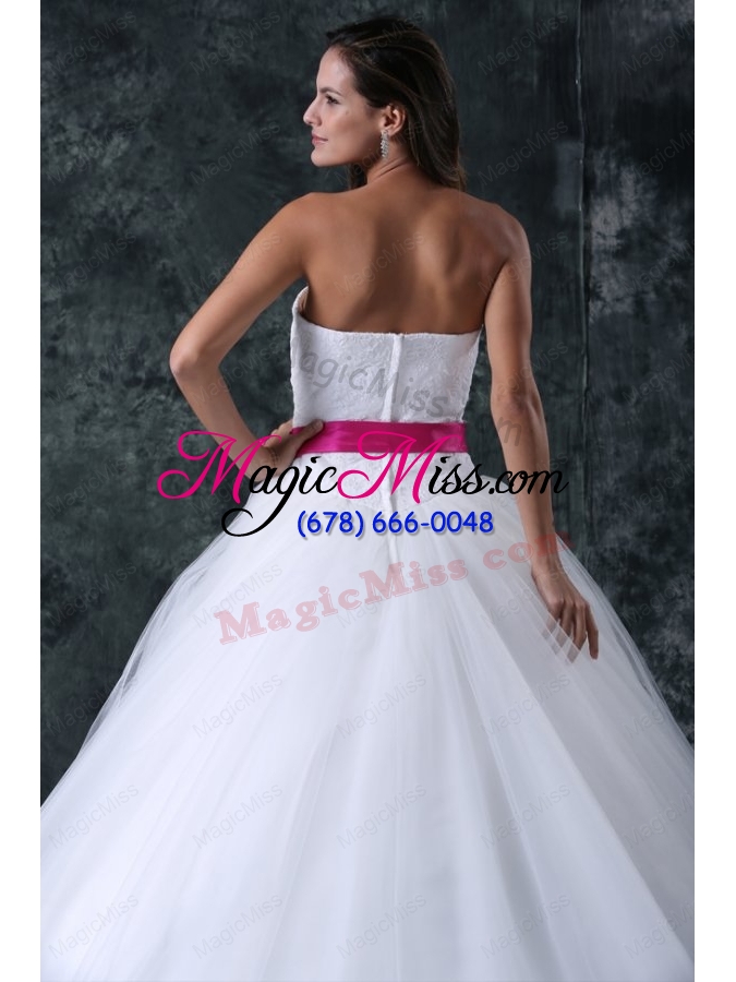 wholesale a line beading and sash zipper up tulle wedding dress with strapless