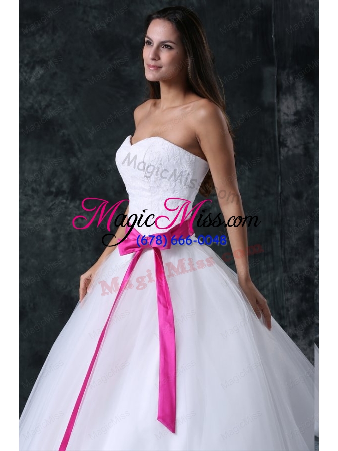 wholesale a line beading and sash zipper up tulle wedding dress with strapless