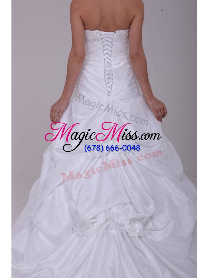 wholesale princess strapless beading taffeta wedding dress with court train