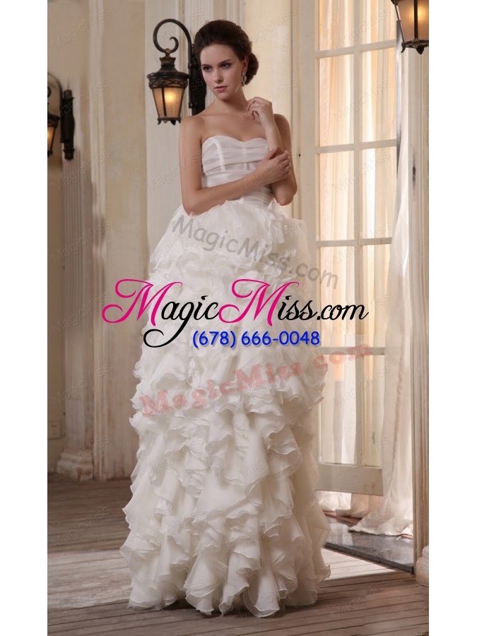 wholesale column sweetheart chiffon floor length ruffles wedding dress