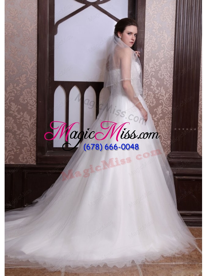 wholesale a line strapless beading tulle and organza zipper up wedding dress