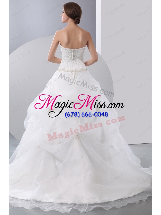 wholesale ball gown strapless beading zipper up organza wedding dress