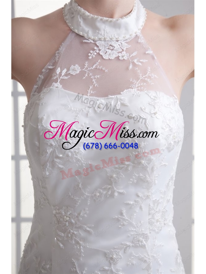 wholesale mermaid halter top lace court train wedding dress
