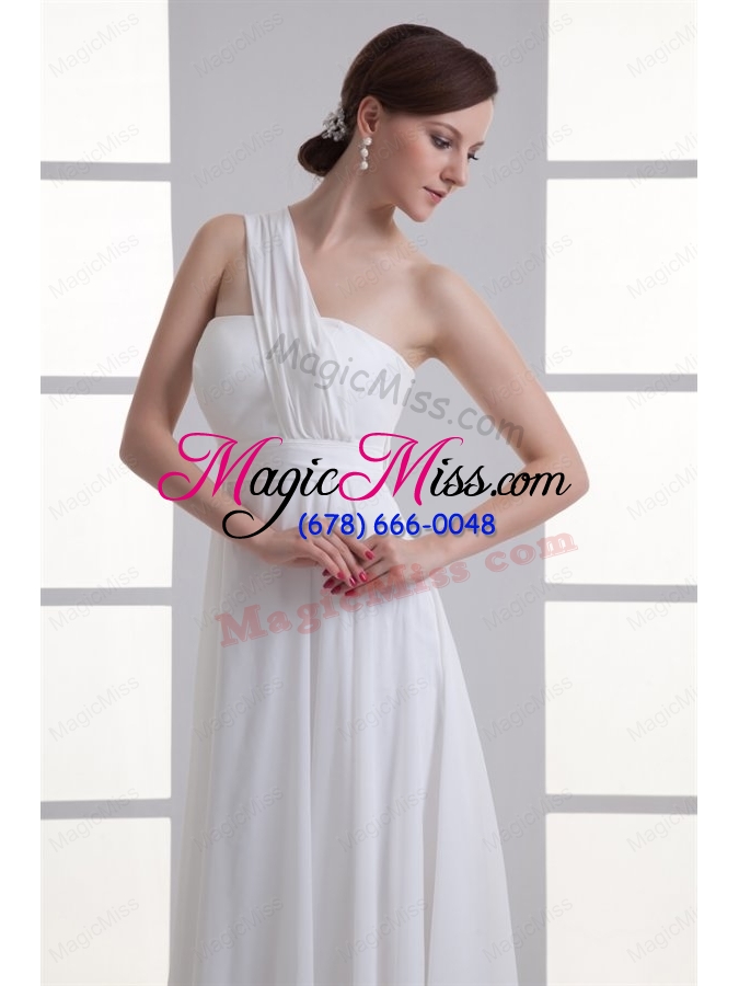 wholesale empire one shoulder ruching floor length chiffon wedding dress