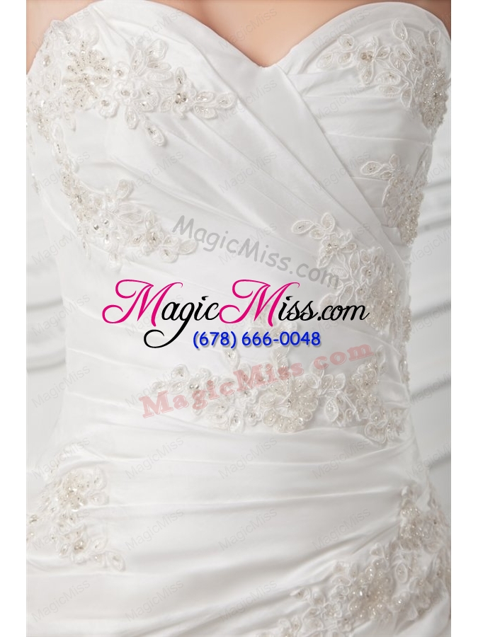 wholesale a line sweetheart appliques ruching tulle wedding dress