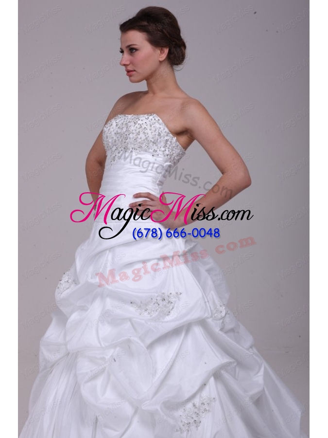 wholesale ball gown court train beading appliques lace up taffeta wedding dress