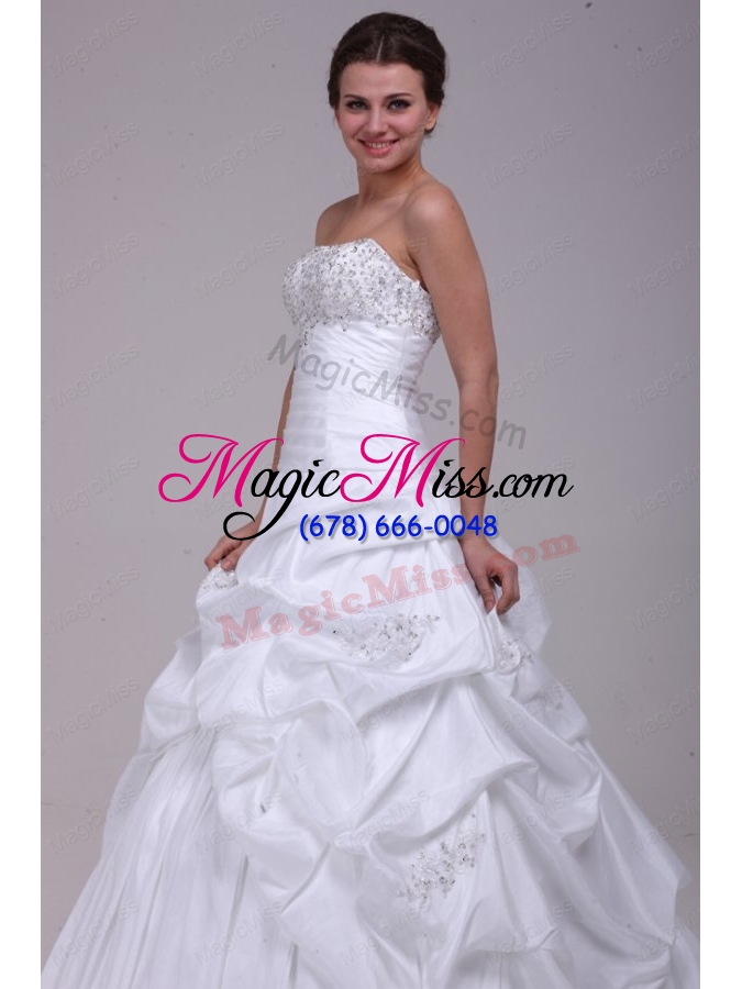 wholesale ball gown court train beading appliques lace up taffeta wedding dress