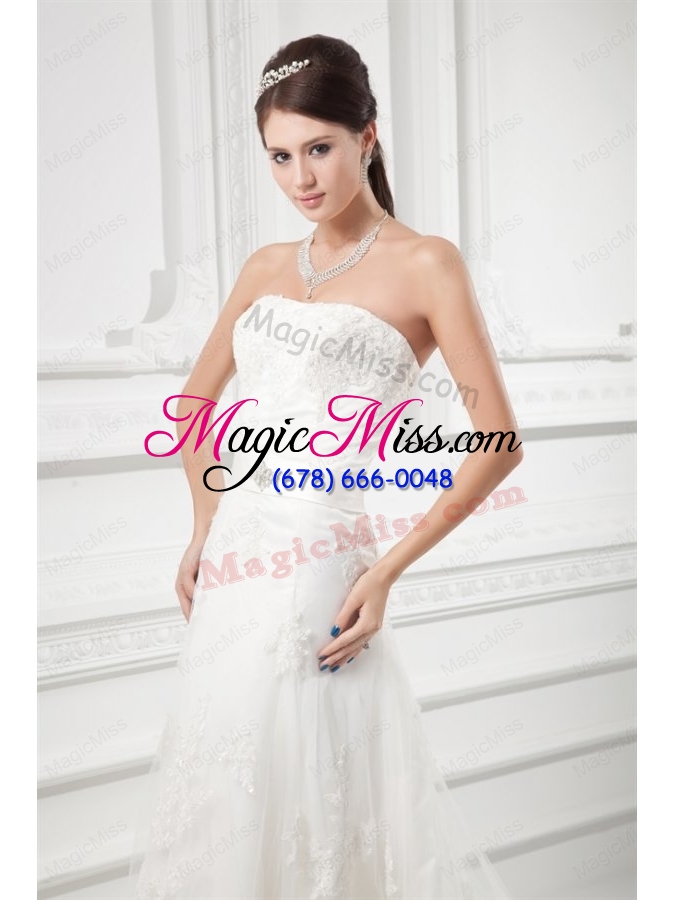 wholesale a line strapless beading and lace court train wedding dress