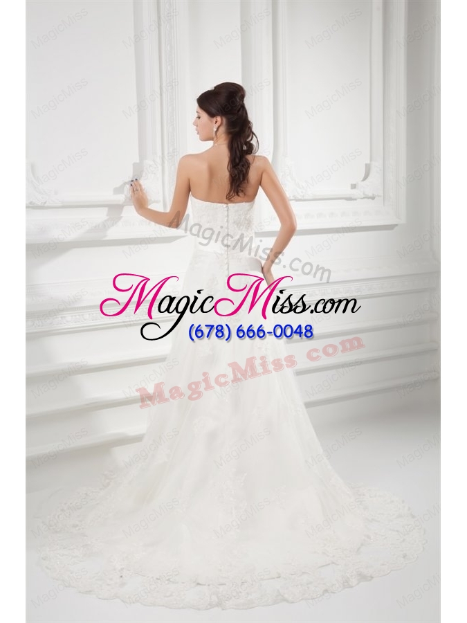 wholesale a line strapless beading and lace court train wedding dress