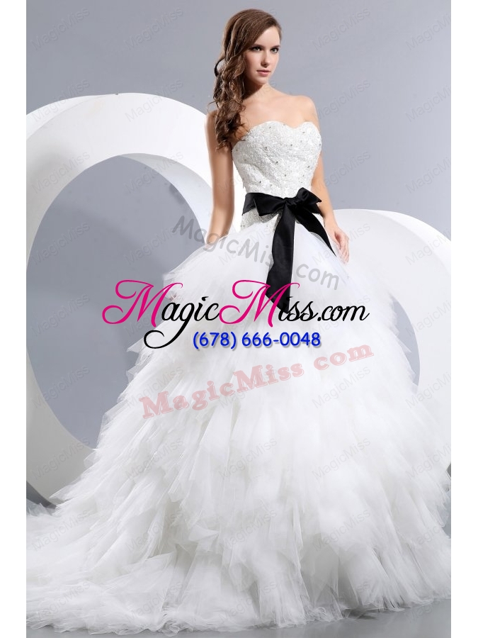 wholesale luxurious a-line sweetheart beading court train tulle wedding dress