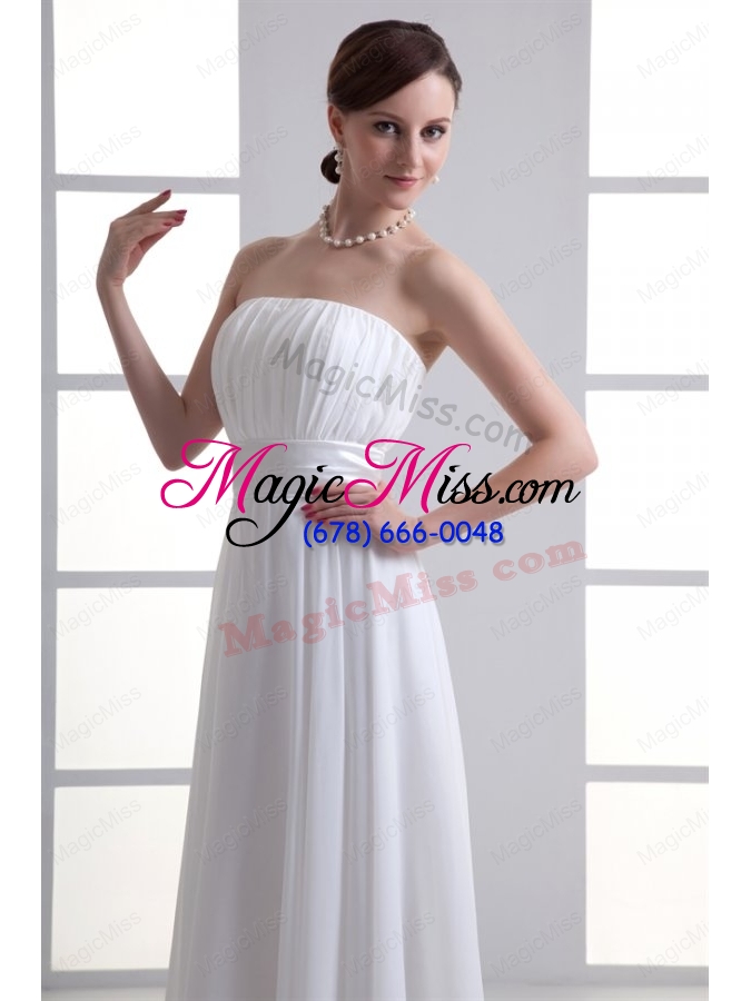 wholesale cheap empire strapless chiffon wedding dress with ruching