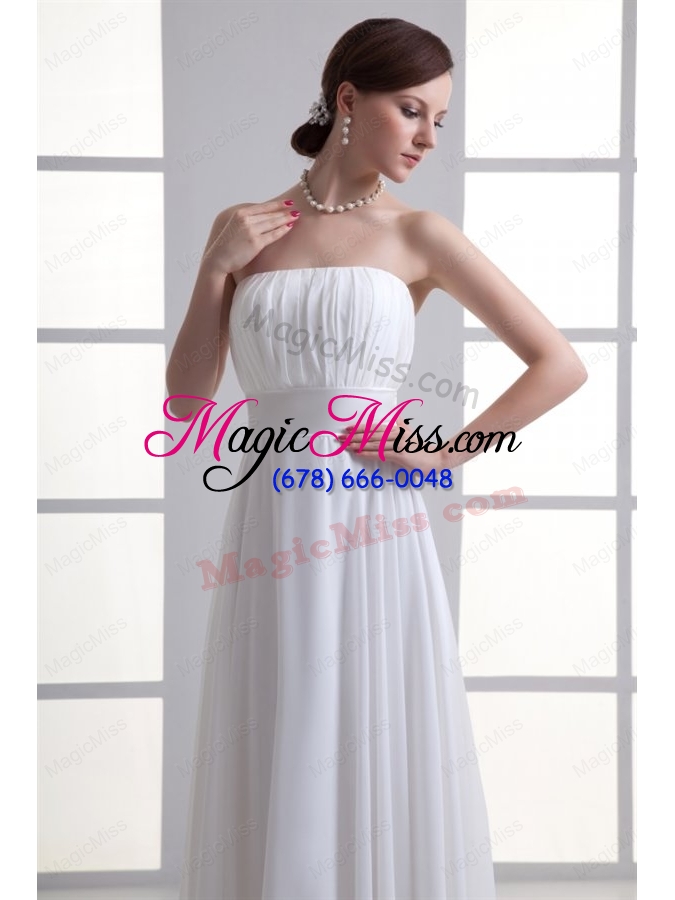 wholesale cheap empire strapless chiffon wedding dress with ruching